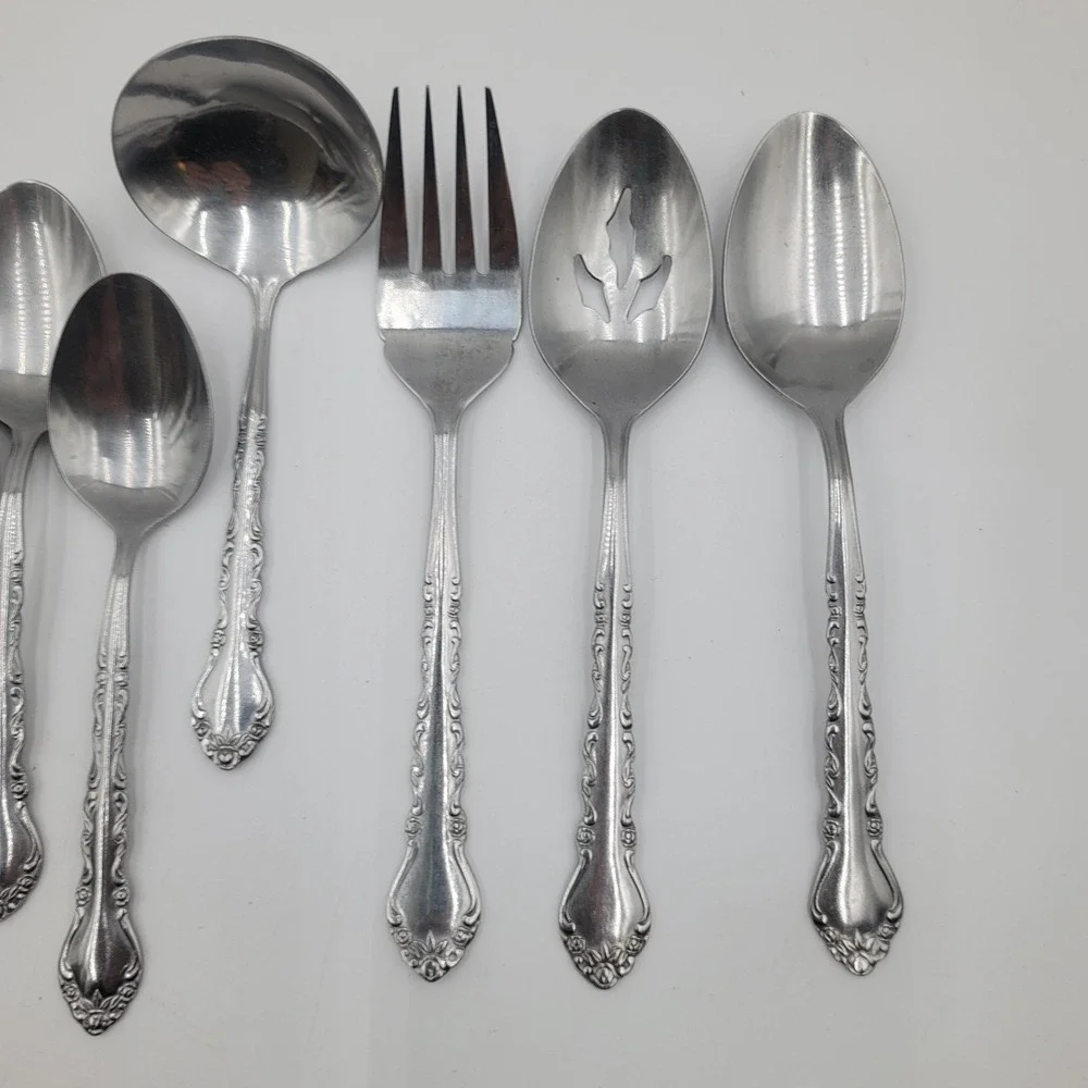 43pc Estia ESI18 Silverware Flatware Set Stainless Steel Floral Scroll Pattern